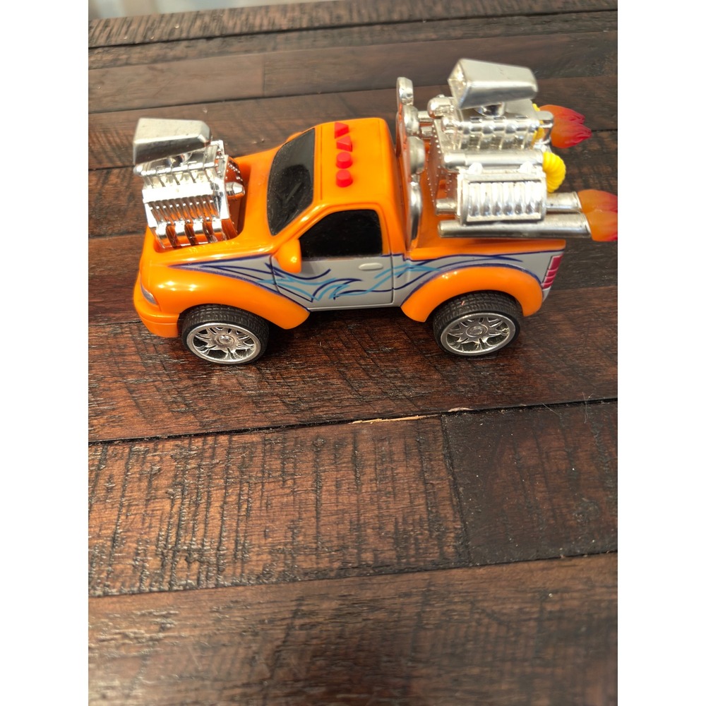 Hot Wheels Road Rockets Orange Pickup Truck Dual Engine Jet Exhaust Lights Sound